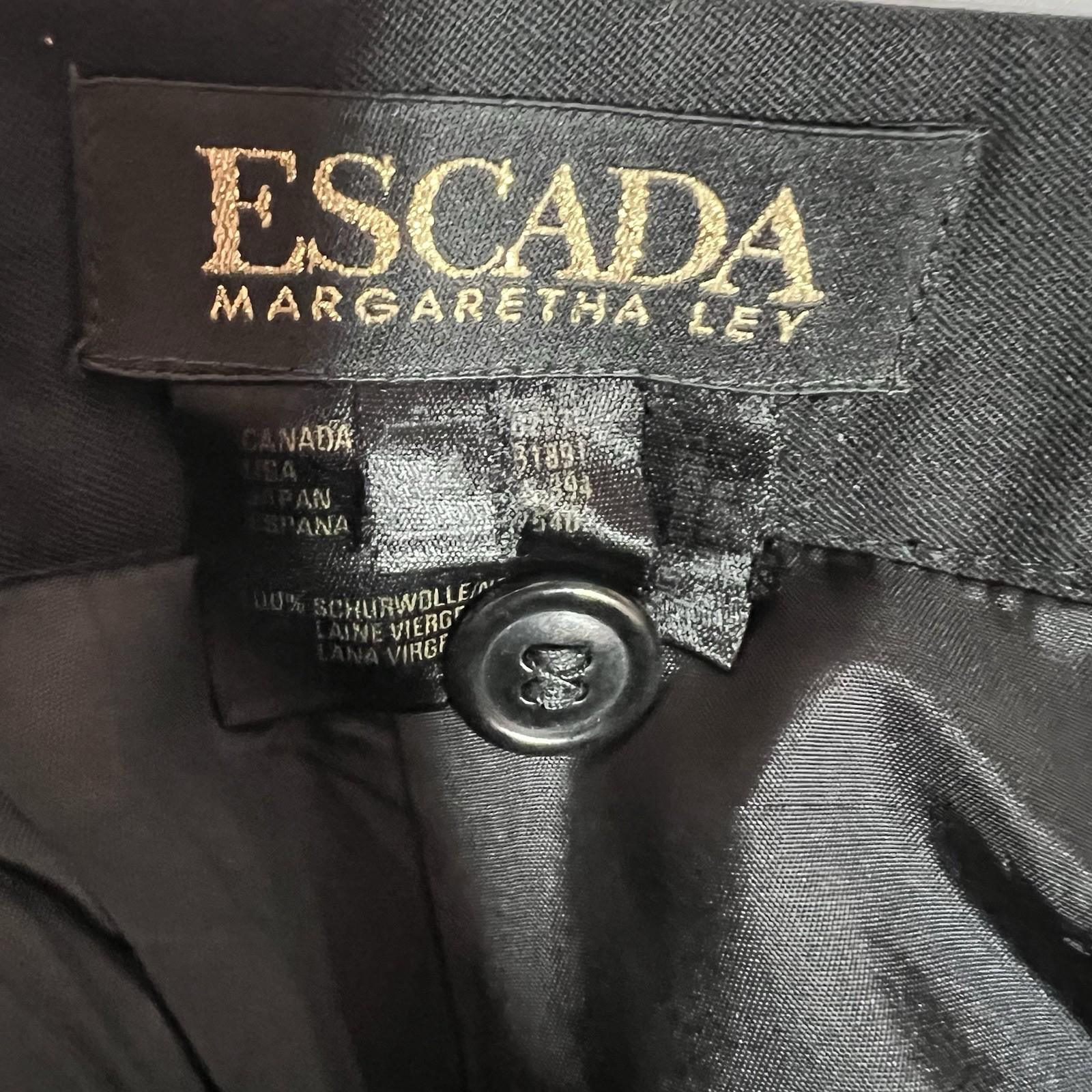 Escada By Margaretha Ley Vintage Pure New Wool Pencil Skirt Waist 29 inch Black