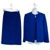 Giovanna Signature Skirt Suit Top 8 Blue Crepe Elegant Collarless Church 3PC New