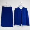 Giovanna Signature Skirt Suit Top 8 Blue Crepe Elegant Collarless Church 3PC New