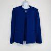 Giovanna Signature Skirt Suit Top 8 Blue Crepe Elegant Collarless Church 3PC New