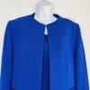 Giovanna Signature Skirt Suit Top 8 Blue Crepe Elegant Collarless Church 3PC New
