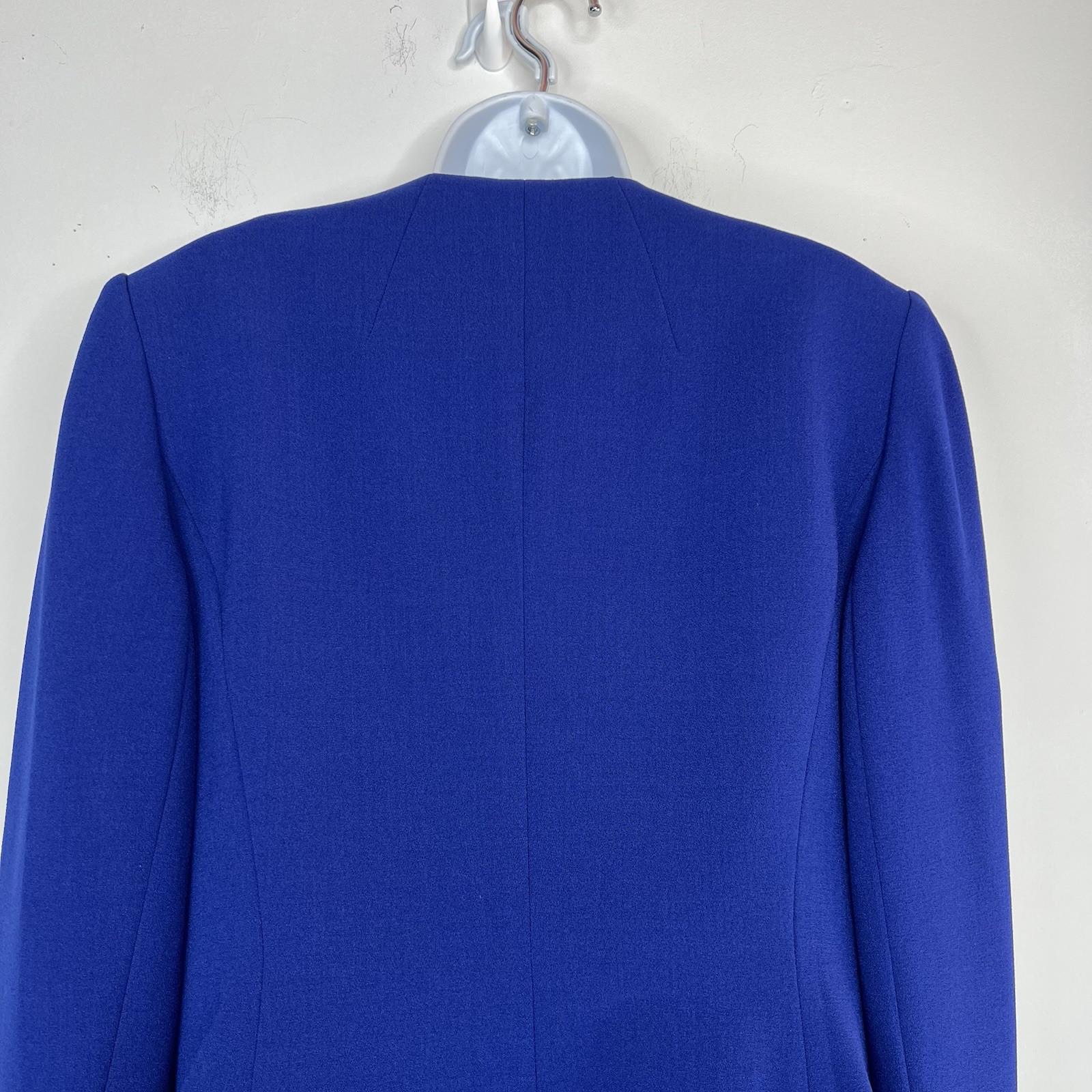 Giovanna Signature Skirt Suit Top 8 Blue Crepe Elegant Collarless Church 3PC New