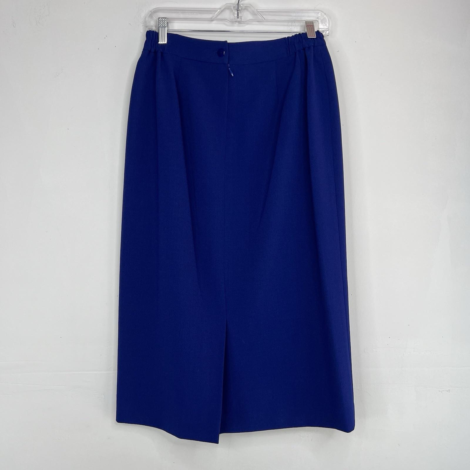 Giovanna Signature Skirt Suit Top 8 Blue Crepe Elegant Collarless Church 3PC New