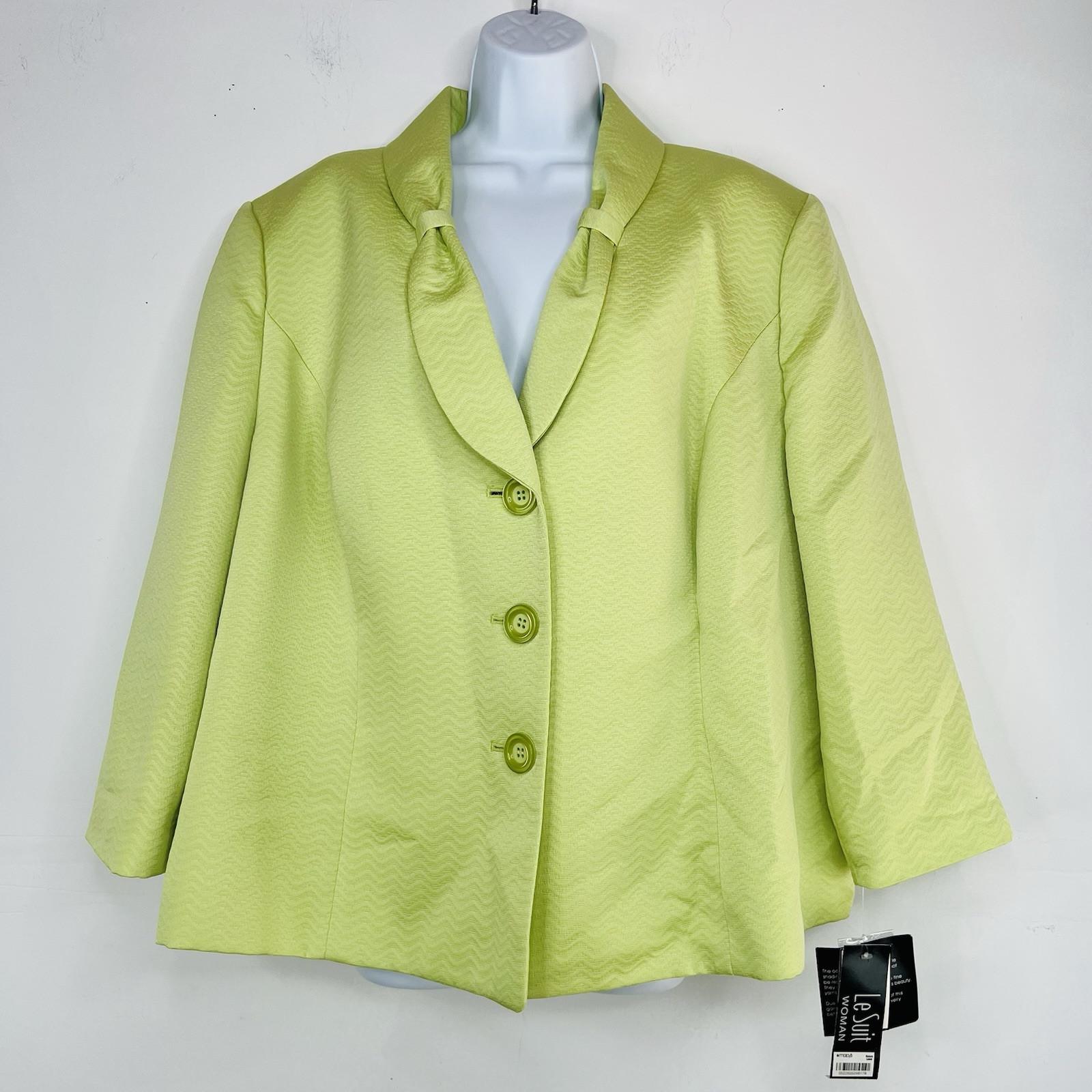 s-l1600-37.jpg Le Suit Polyester Skirt Suit Size 22W Lime Green Textured Shawl Collar 2PC New