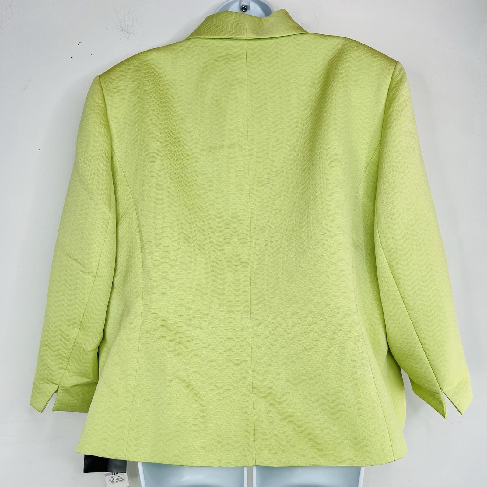 s-l1600-39.jpg Le Suit Polyester Skirt Suit Size 22W Lime Green Textured Shawl Collar 2PC New