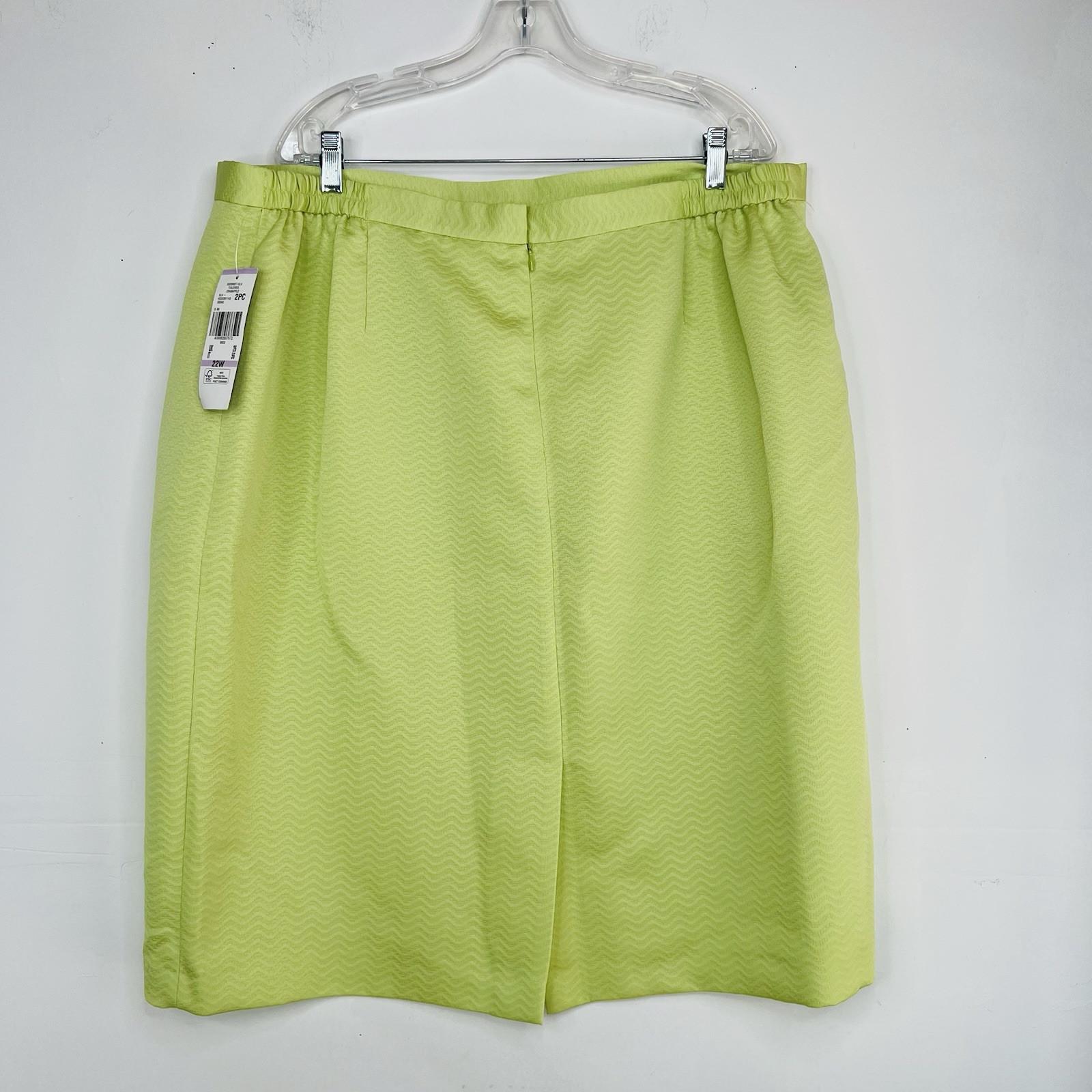s-l1600-43.jpg Le Suit Polyester Skirt Suit Size 22W Lime Green Textured Shawl Collar 2PC New