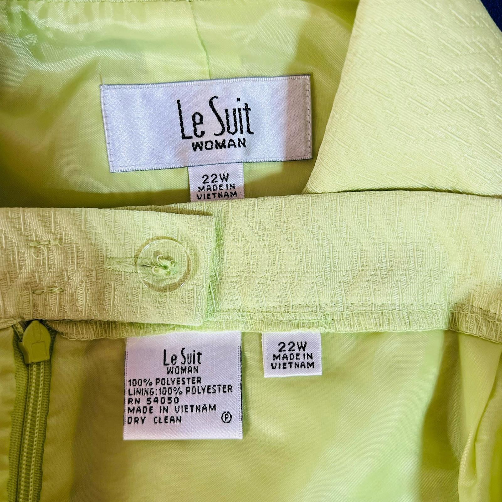 s-l1600-45.jpg Le Suit Polyester Skirt Suit Size 22W Lime Green Textured Shawl Collar 2PC New