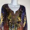 One World Tunic Top Size XL Sublimation Boho Velvet Studded Art Fairy Grunge