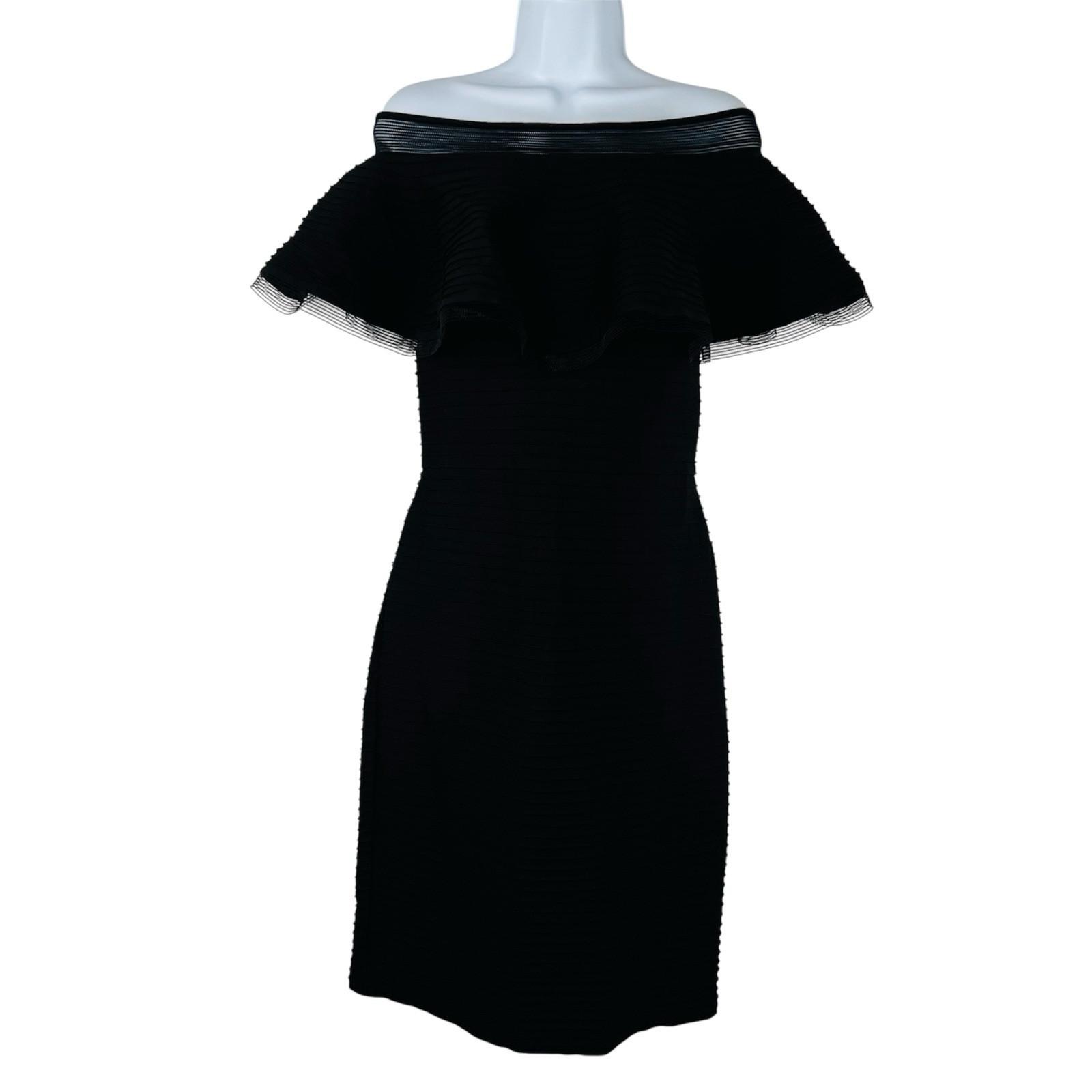 Tadashi Shoji Tabora off-shoulder ruffle dress size M layered tiered Minimalist