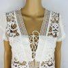 Express Top S Off White Embroidered Open Lace Cap Sleeves V Neck Tie Romantic