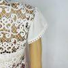 Express Top S Off White Embroidered Open Lace Cap Sleeves V Neck Tie Romantic