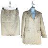 John Meyer Polyester Rayon Metallic Skirt Suit Size 10 Gold Floral Cocktail