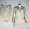 John Meyer Polyester Rayon Metallic Skirt Suit Size 10 Gold Floral Cocktail