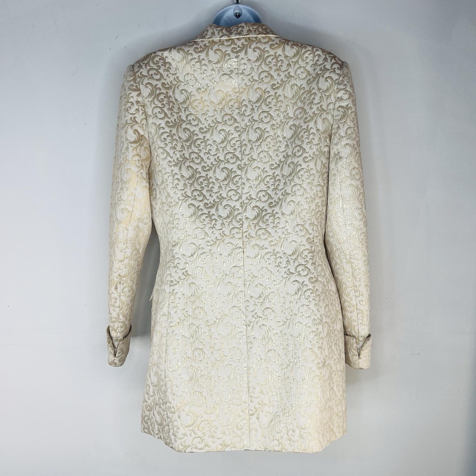John Meyer Polyester Rayon Metallic Skirt Suit Size 10 Gold Floral Cocktail