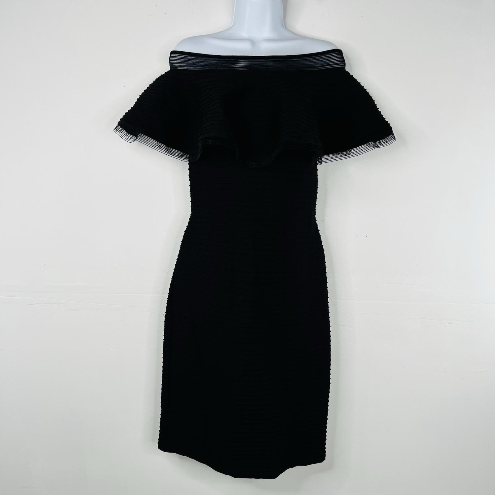 Tadashi Shoji Tabora off-shoulder ruffle dress size M layered tiered Minimalist