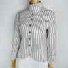 Jenni Kayne Cotton Blazer Jacket 10 Black White Striped Stand Up Collar Luxury