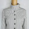 Jenni Kayne Cotton Blazer Jacket 10 Black White Striped Stand Up Collar Luxury