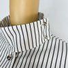 Jenni Kayne Cotton Blazer Jacket 10 Black White Striped Stand Up Collar Luxury