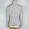 Jenni Kayne Cotton Blazer Jacket 10 Black White Striped Stand Up Collar Luxury
