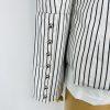 Jenni Kayne Cotton Blazer Jacket 10 Black White Striped Stand Up Collar Luxury