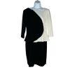 Madison Leigh Polyester Spandex Dress 8P Black White Tiered 3/4 Sleeve Long Zip