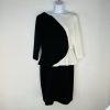 Madison Leigh Polyester Spandex Dress 8P Black White Tiered 3/4 Sleeve Long Zip
