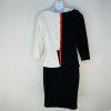 Madison Leigh Polyester Spandex Dress 8P Black White Tiered 3/4 Sleeve Long Zip