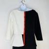 Madison Leigh Polyester Spandex Dress 8P Black White Tiered 3/4 Sleeve Long Zip
