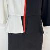 Madison Leigh Polyester Spandex Dress 8P Black White Tiered 3/4 Sleeve Long Zip