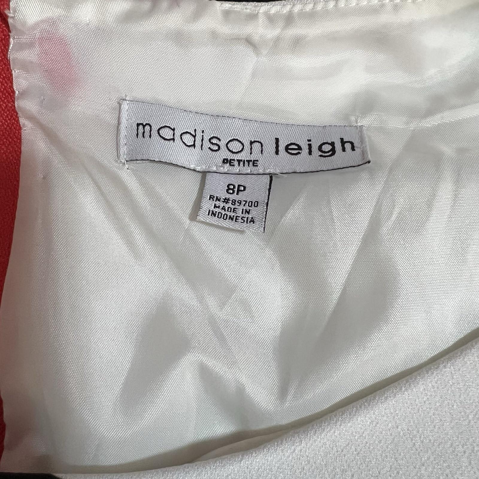 Madison Leigh Polyester Spandex Dress 8P Black White Tiered 3/4 Sleeve Long Zip