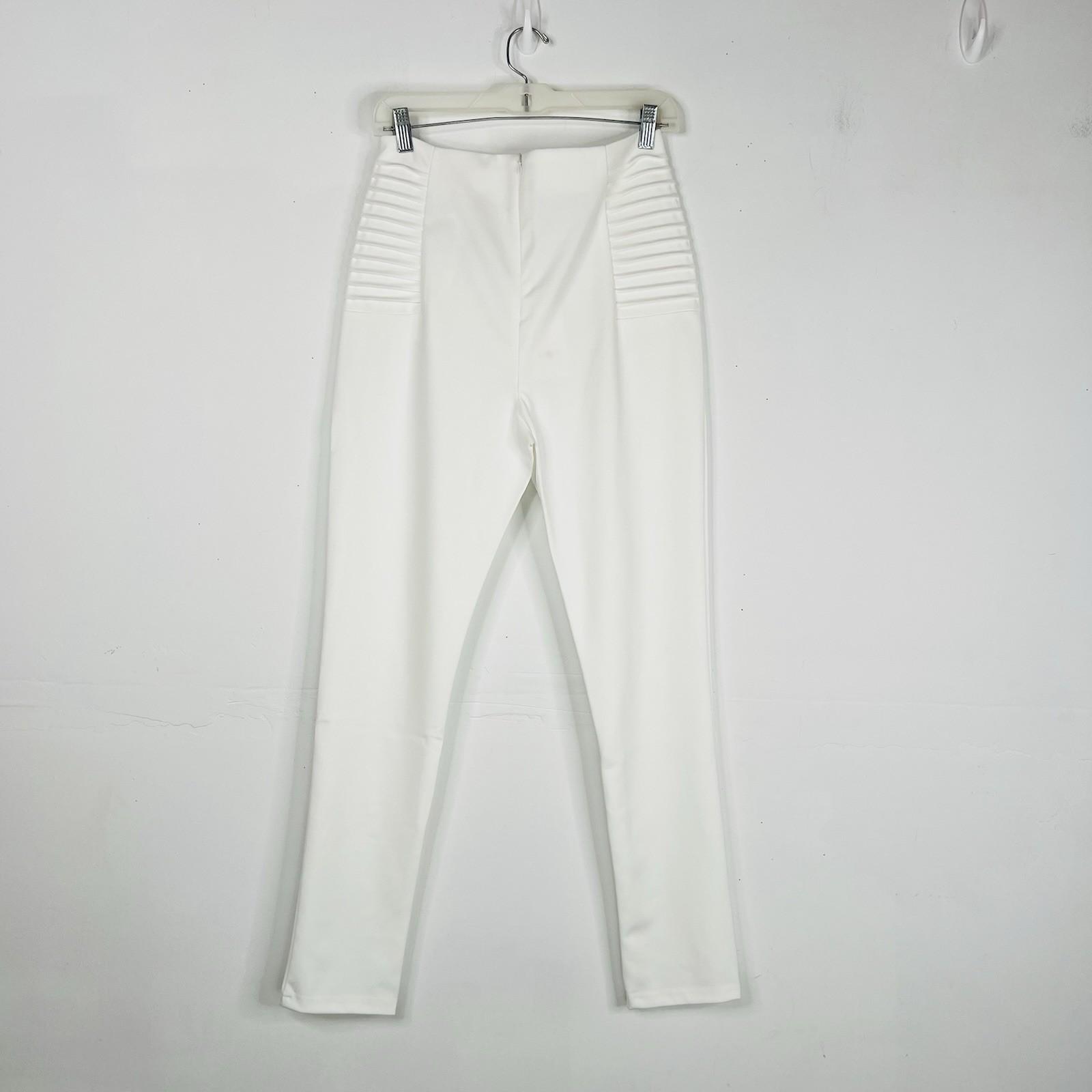 New L'Atiste By Amy Polyester Spandex Size M Off White Skinny Leg Back Zip