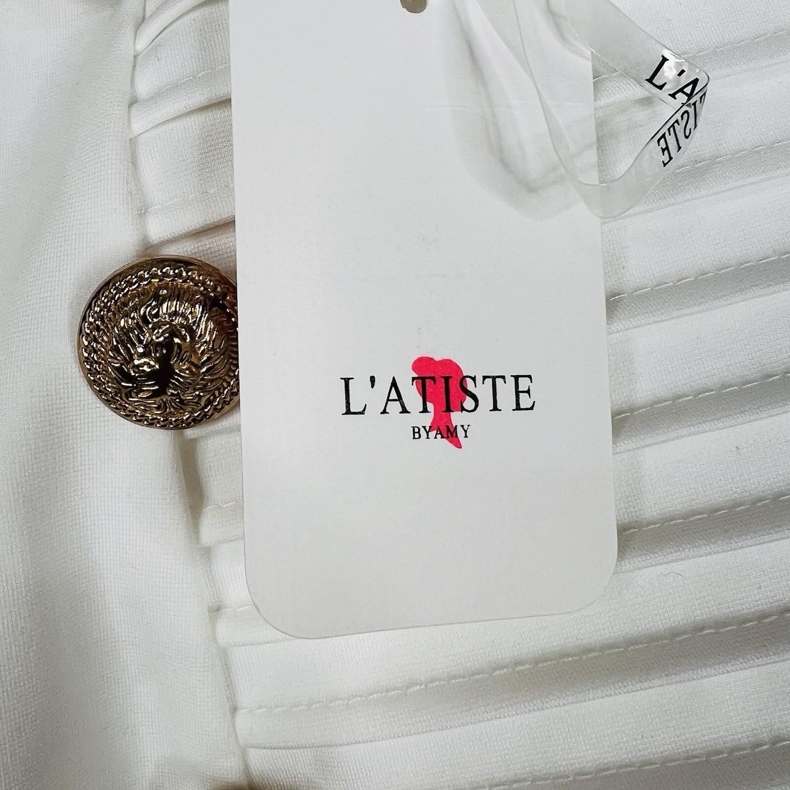 New L'Atiste By Amy Polyester Spandex Size M Off White Skinny Leg Back Zip