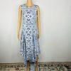 Calvin Klein Women Midi Dress Size 10 Fit Flare Blue Handkerchief Hem Belted