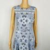 Calvin Klein Women Midi Dress Size 10 Fit Flare Blue Handkerchief Hem Belted
