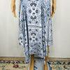 Calvin Klein Women Midi Dress Size 10 Fit Flare Blue Handkerchief Hem Belted
