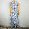 Calvin Klein Women Midi Dress Size 10 Fit Flare Blue Handkerchief Hem Belted