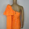 Stunning Bodycon Dress Size S/M One Shoulder Bandage Orange Bowknot Full Zip