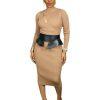 Stylish Tight Knit Sweater Dress Size S/M Tortilla Long Sleeve Cutout Midi New