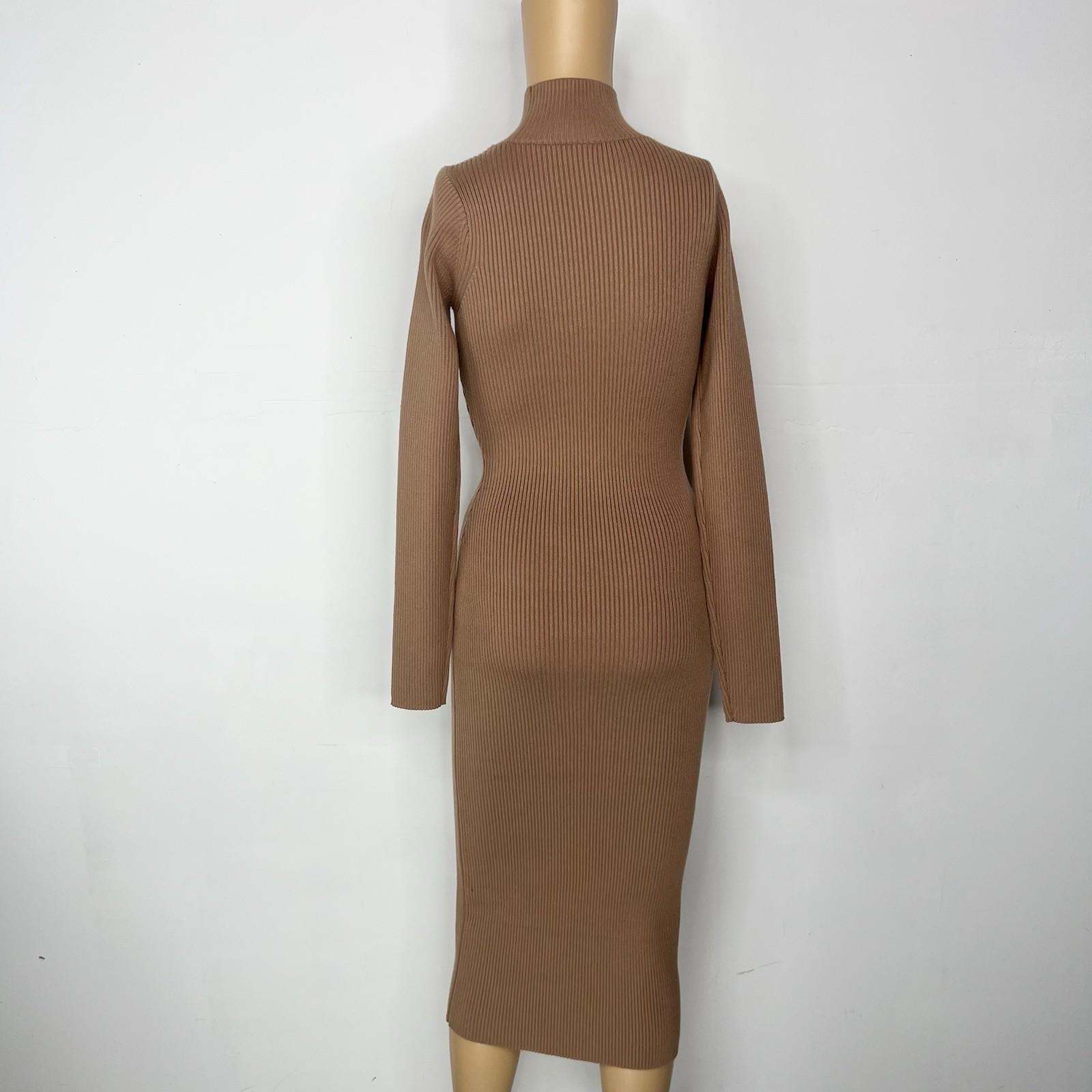 Stylish Tight Knit Sweater Dress Size S/M Tortilla Long Sleeve Cutout Midi New