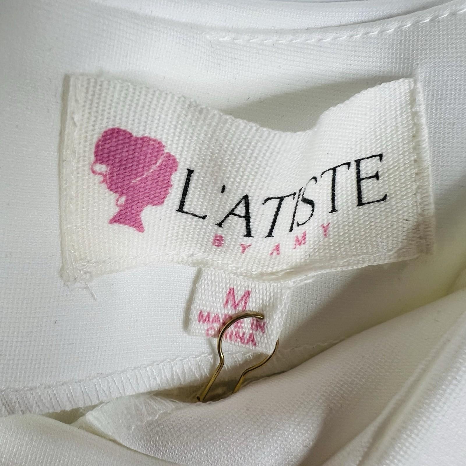 New L'Atiste By Amy Polyester Spandex Size M Off White Skinny Leg Back Zip