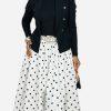 Klesis Polka Dot Strapless Tea Length Size M Dress Cotton Black White Stretch Ne