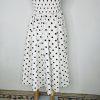 Klesis Polka Dot Strapless Tea Length Size M Dress Cotton Black White Stretch Ne