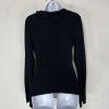 Oscar De La Renta Rayon Knit Sweater Size L Ruffled Top Long Sleeve Black