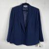 New Kasper Polyester Rayon Blazer Size 24W Navy Blue Notch Collar Stretch Office