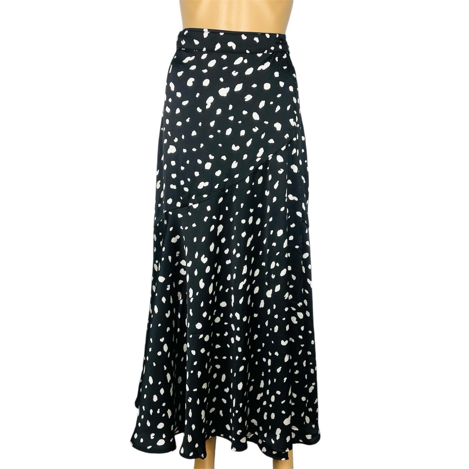 Petal & Pup Maxi Wrap Flounce Skirt  Size 8 Black Off White Timeless