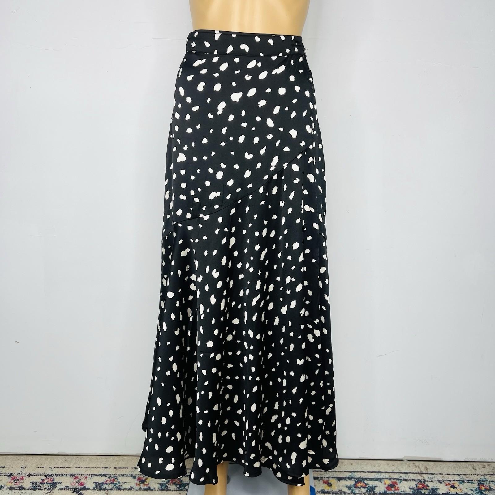 Petal & Pup Maxi Wrap Flounce Skirt  Size 8 Black Off White Timeless