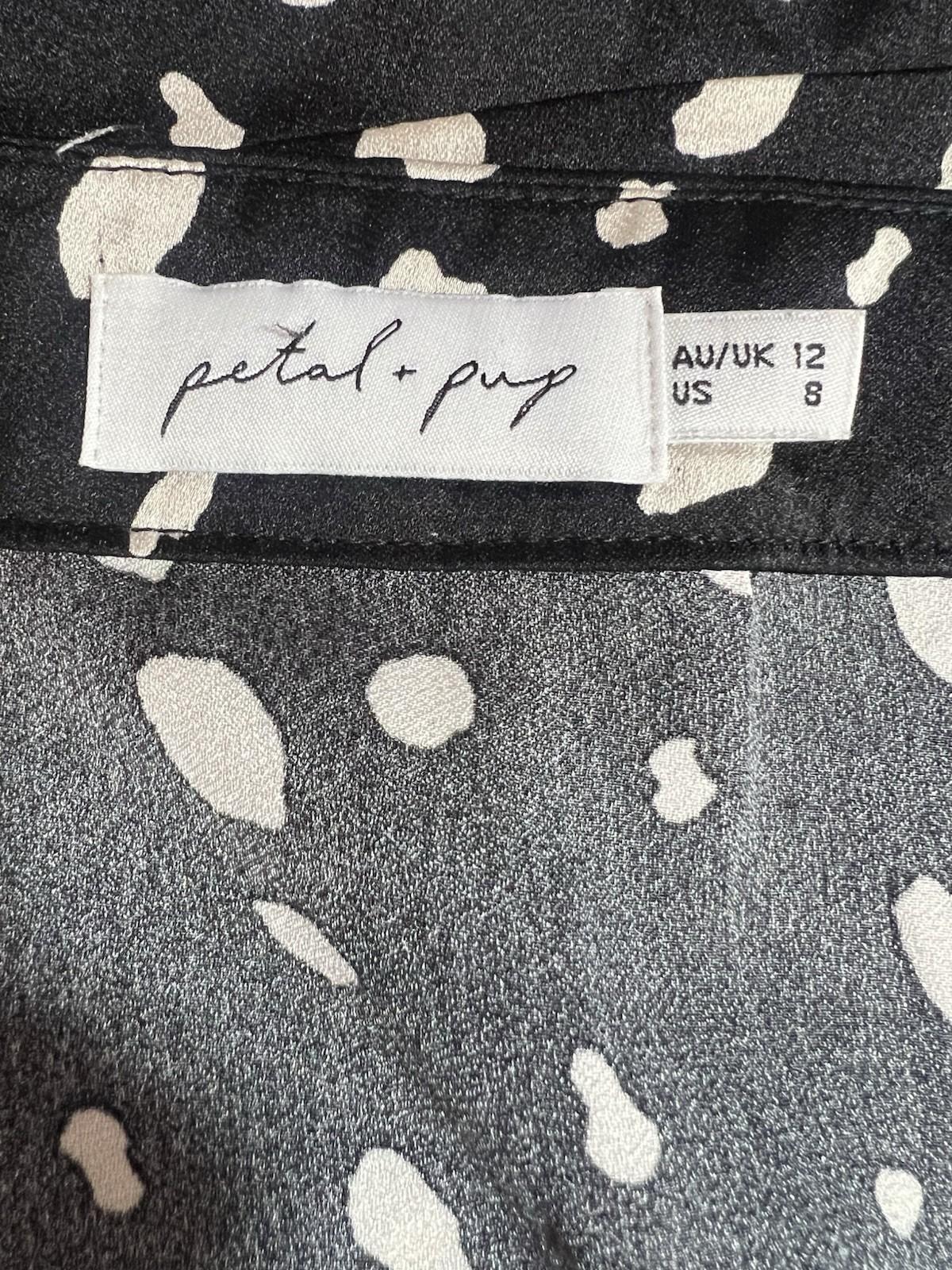 Petal & Pup Maxi Wrap Flounce Skirt  Size 8 Black Off White Timeless