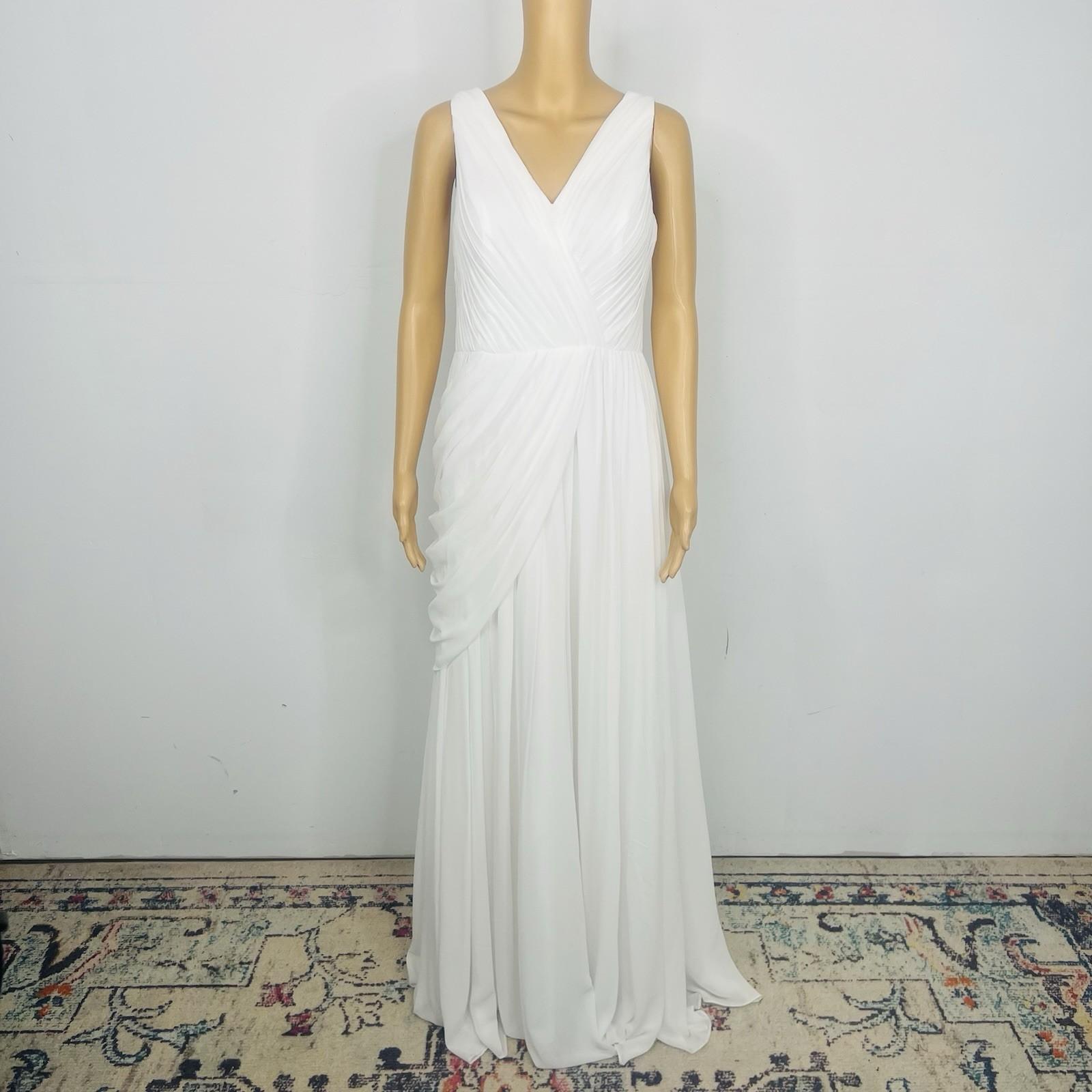 Beautiful White Pleated Maxi Dress Size 8 White Gown Flowy Elegant Back Zip