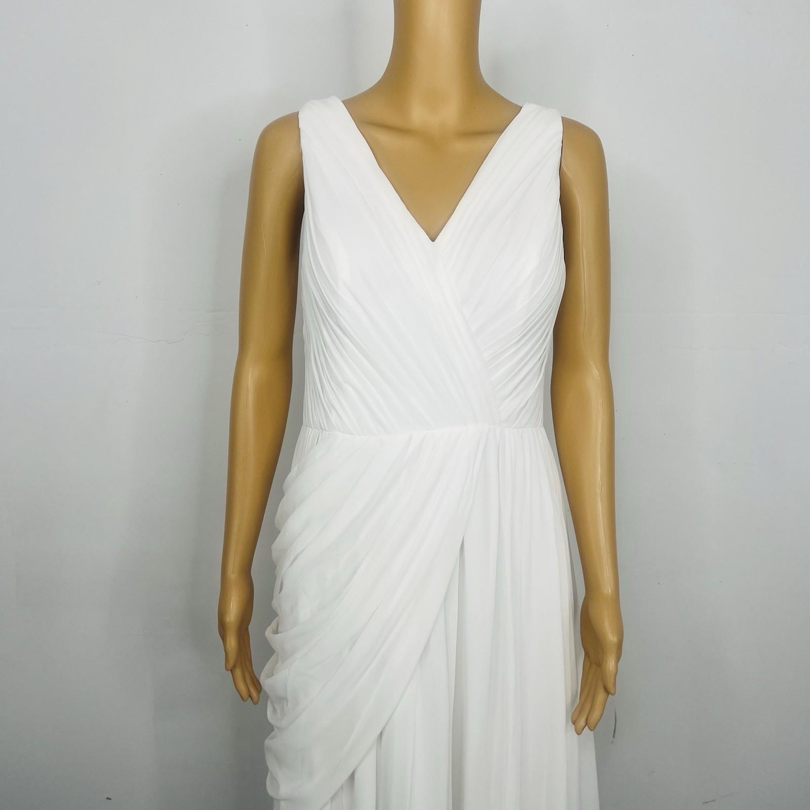 Beautiful White Pleated Maxi Dress Size 8 White Gown Flowy Elegant Back Zip