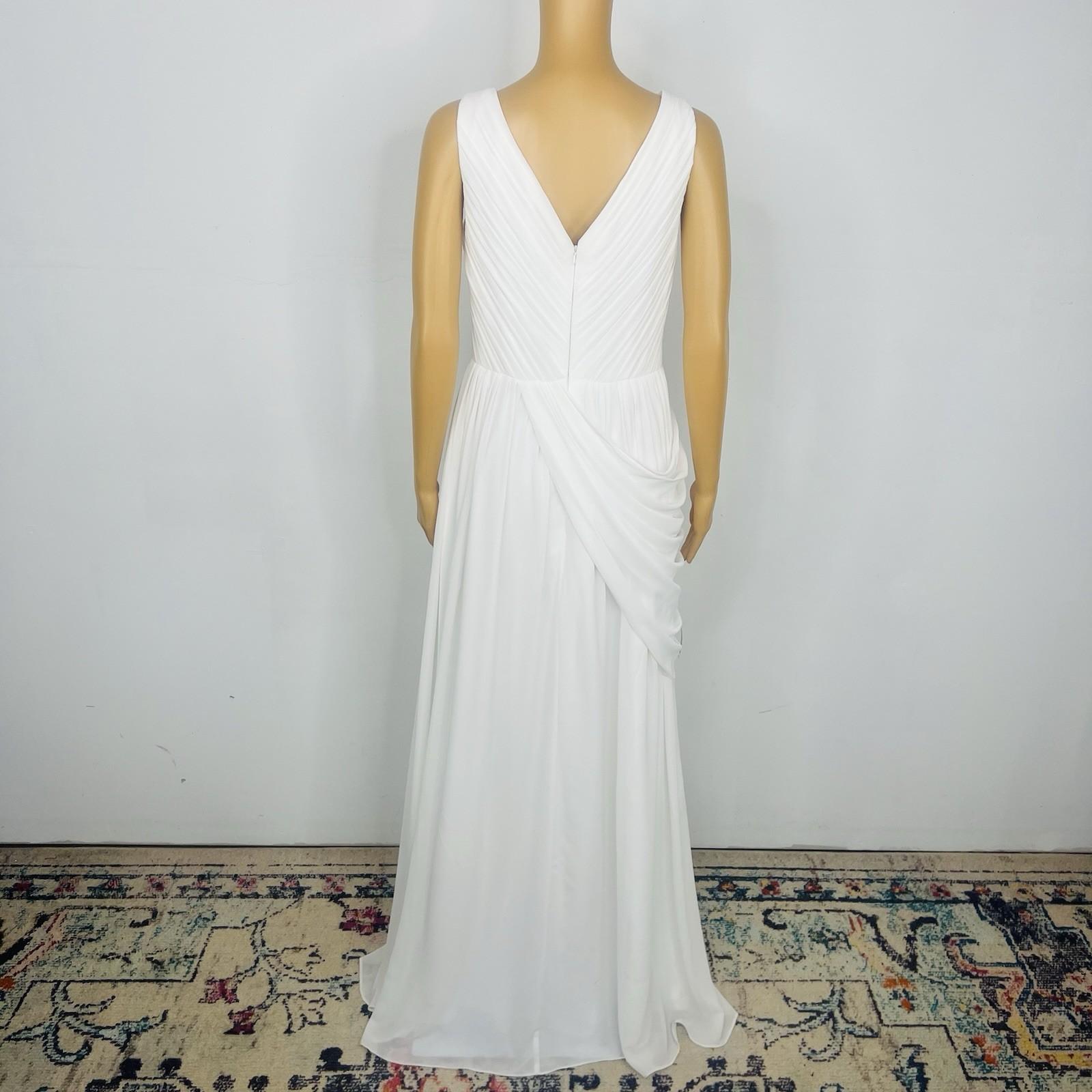 Beautiful White Pleated Maxi Dress Size 8 White Gown Flowy Elegant Back Zip